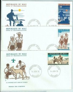 67149 -  MALI - Postal History -  set of 3 FDC COVERS  1976: BOY SCOUTS