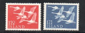 Iceland Sc 298-299 1956 Swans Northern Countries stamp set mint NH