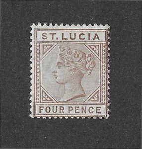 St Lucia Sc #33  4p brown die B LH VF