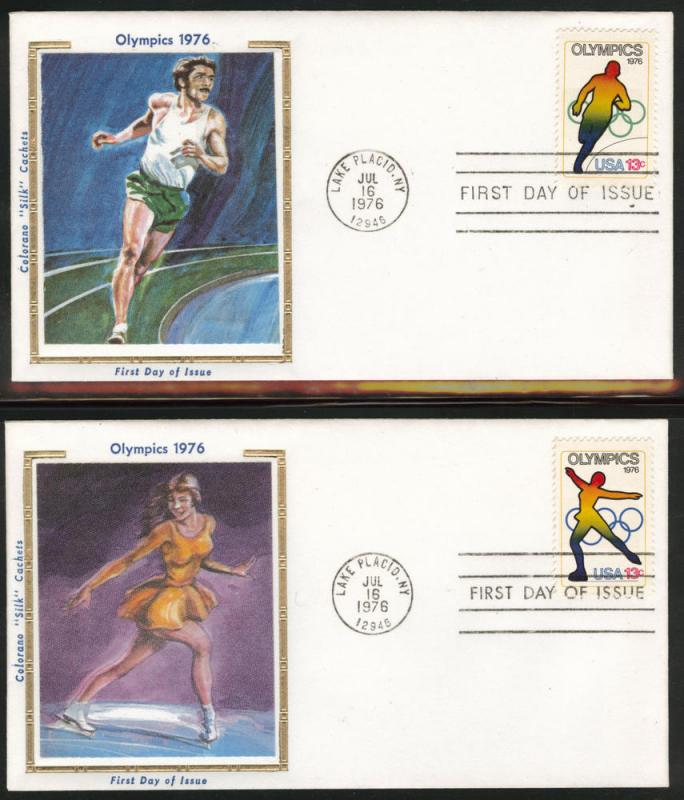 1695-98 FDC Olympic Stamps on Colorano Silk Caches U/A