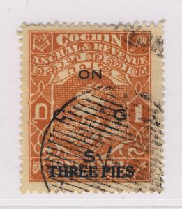 INDIAN STATES / COCHIN - 1944 - SG O76 3p / 1A BROWN-ORANGE - Very fine used