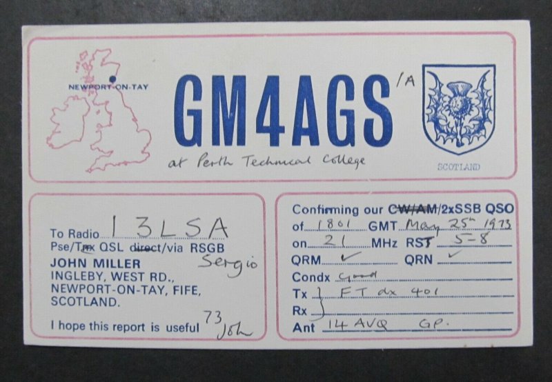 6404 Amateur Radio QSL Card Newport on Tay Scotland