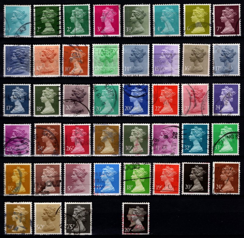 Great Britain 1970+ Machin Definitives (73 all different) [Used]