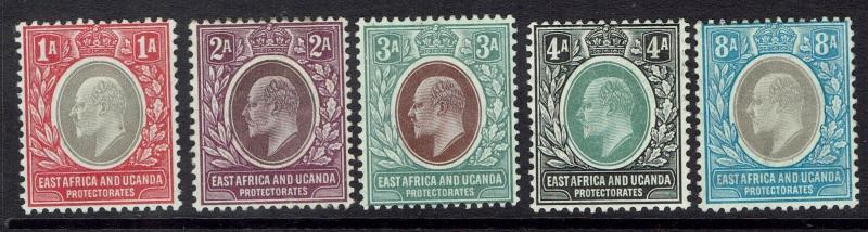 EAST AFRICA & UGANDA 1904 KEVII RANGE TO 8A WMK MULTI CROWN CA