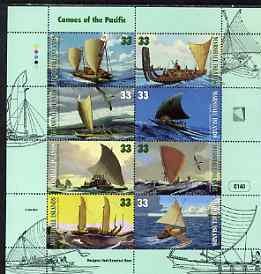 MARSHALL ISLANDS - 1999 - Pacific Canoes - Perf 8v Sheet - Mint Never Hinged