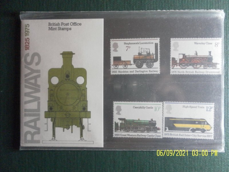 GB British Post Office Mint Stamps Pack - Railways 1825 - 1975