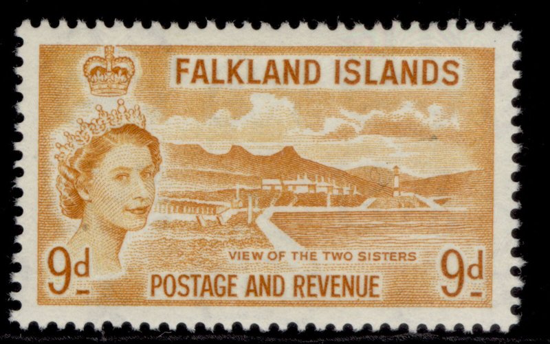 FALKLAND ISLANDS QEII SG191, 9d orange-yellow, LH MINT. Cat £11.