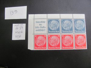 GERMANY 1937-39 MNH  MI. 89  BOOKLET PANE 45 EUROS (133) SEE MY STORE