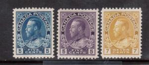 Canada #111 - #113 XF/NH Rare Trio