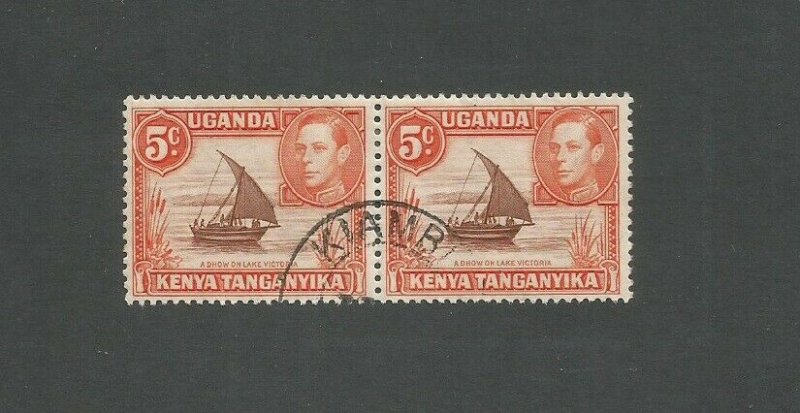 Kenya, Uganda & Tanganyika 1938 5c Brown & Orange Fine Used Pair SG 133a 