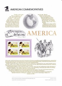 USPS Commemorative Panel 376 Pre-Columbian America C131 Airmail Blk/4 Mint 1991