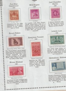 U.S. page of stamps