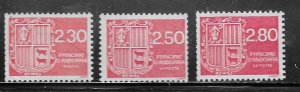 Andorra  #386-388  set complete  (MNH) CV $1.00