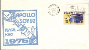 SCHALLSTAMPS UNITED STATES 1975 CACHET COVER COMM SPACE APOLLO SOYUZ CANC FL