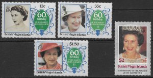 British Virgin Islands Scott 532-535 MNH 1986 Queen Elizabeth 60th Birthday Set