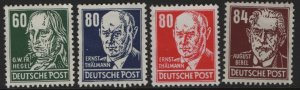 GERMANY DDR, 133-136, SHORT SET, HINGED, 1953, PORTRAIT TYPES