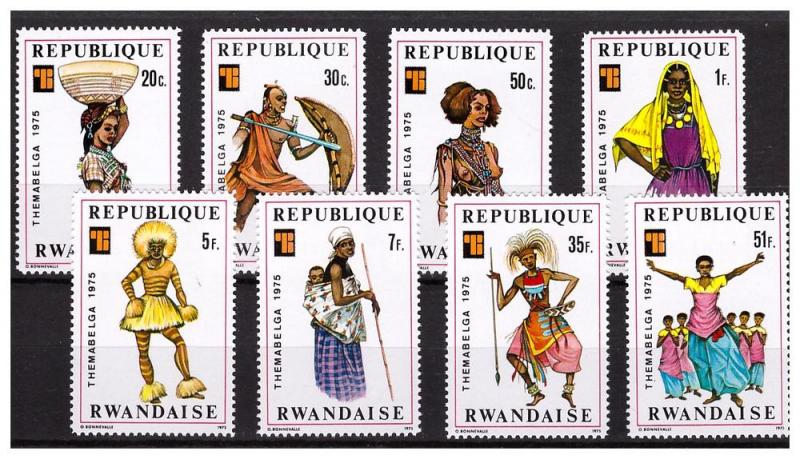 RWANDA 1975 National Costumes complete set MNH