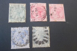 Barbados 1882 Sc 60,61,61a,62,64 FU
