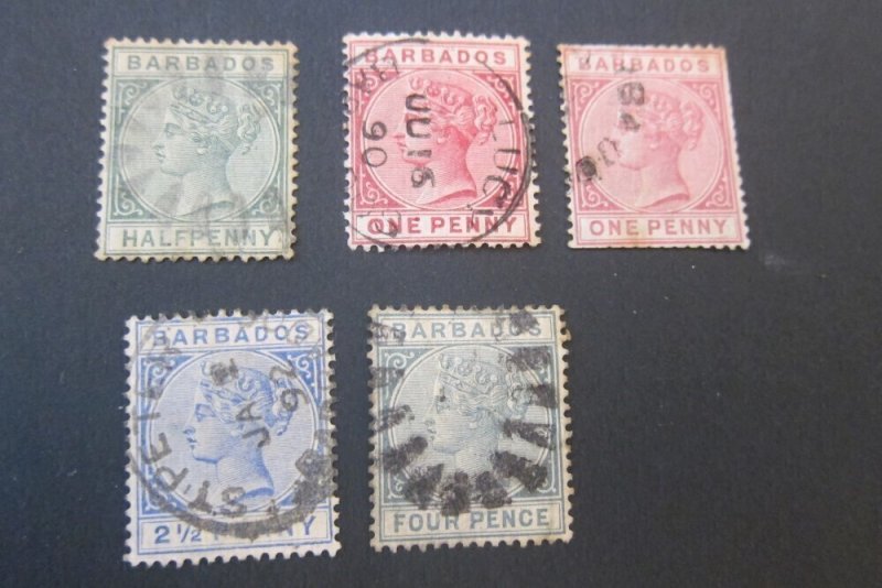 Barbados 1882 Sc 60,61,61a,62,64 FU