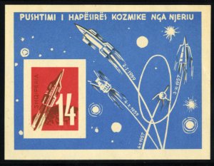 Albania #624var Cat$65, 1962 Russian Space Exploration, imperf. souvenir shee...