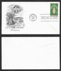 SD)1963 USA FIRST DAY COVER, WORLD CAMPAIGN AGAINST HUNGER, FOOD FOR PEACE, XF