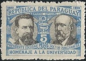 Paraguay O102 (used?) 5c Univ. of Asunción, lt ultra (1940)