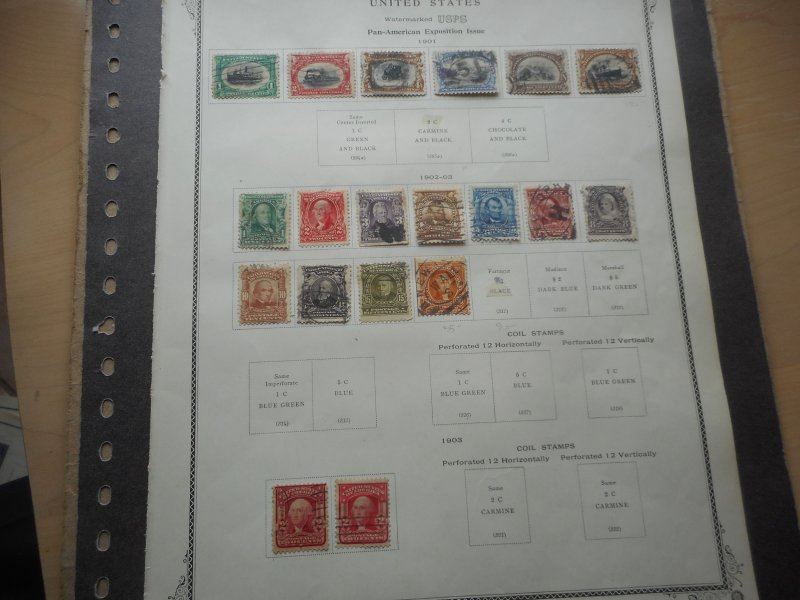 U.S. Collection 19 Used Stamps 1901-1903 Era on Album Page