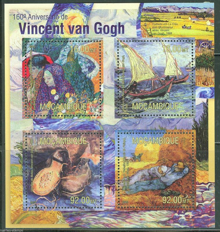 MOZAMBIQUE 2013 160th BIRTH ANNIVERSARY  OF VINCENT VAN GOGH   SHEET  NH