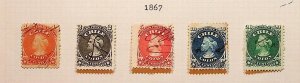 CHILE Sc 15-19 USED ISSUE OF 1867 - COMPLETE SET - Sc$61