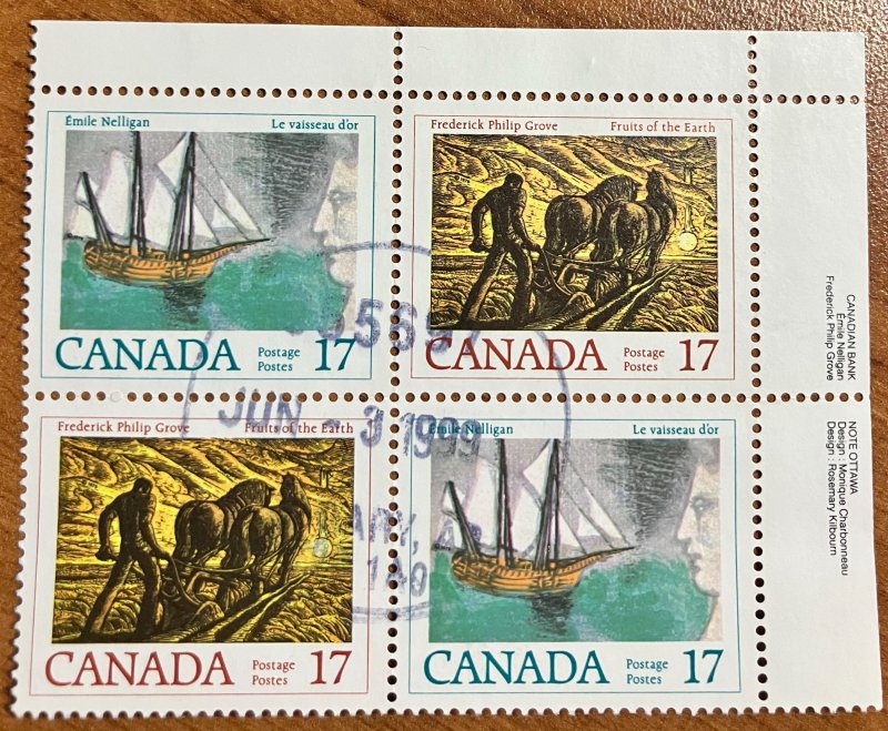 Canada #818a VF/XF used corner block of 4, SON Calgary CDS!