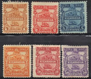 NICARAGUA SC# 20+22+24+25+29 MINT HINGED   1890   SEE SCAN