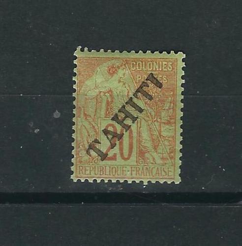Tahiti 11 Y&T 13 20c Brick/ green MNH F/VF 1893 SCV $72.50*