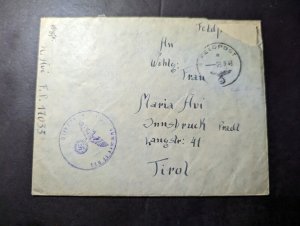 1943 Censored Germany WWII Cover and Folded Letter Channel Islands to Tirol