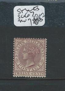 MALAYA STRAITS SETTLEMENTS (P0810B) 12C  QV  SG 67  MOG