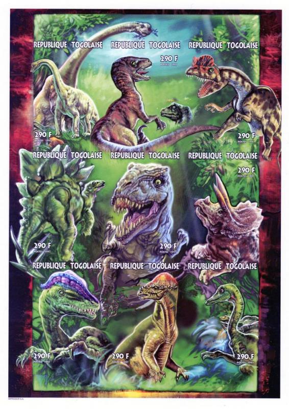 Togo 1997 Dinosaurs Shlt (9) Imperf.MNH VF  Mi.# 2628-2636 