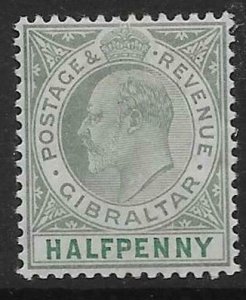 GIBRALTAR SG56 1904 ½d DULL & BRIGHT GREEN MTD MINT