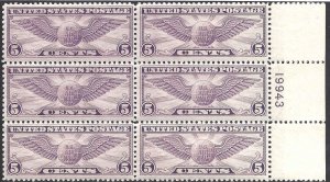 C12 Mint,OG,NH... Plate Block of 6... SCV $180.00