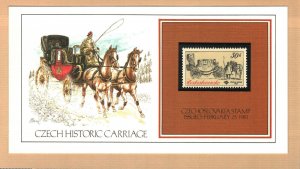 CZECH HISTORIC CARRIAGE 1981 CZECHOSLOVAKIA 50h Stamp Presentation Card #71414A