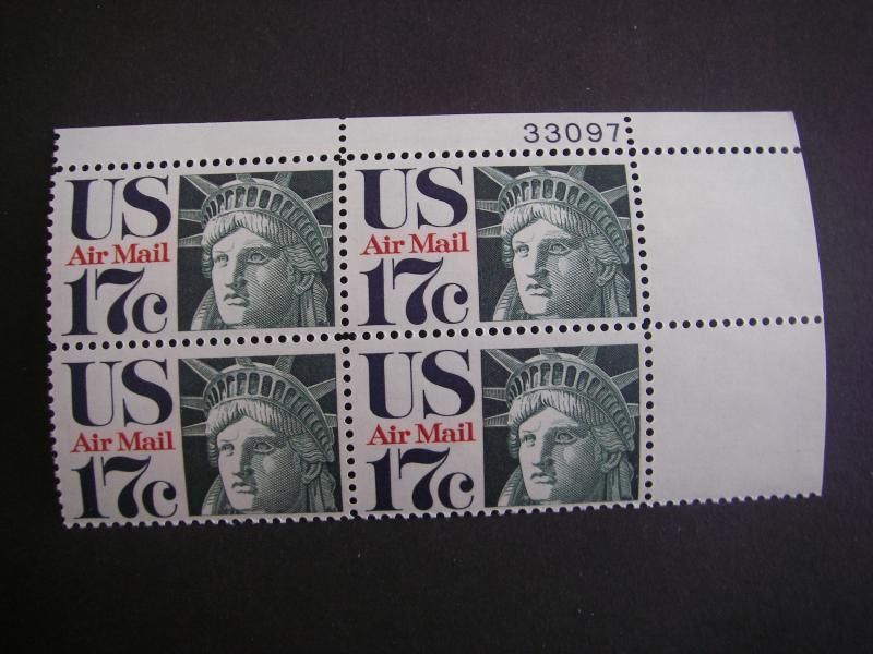 Scott C80, 17c Statue of Liberty, PB4 #33097 UR, MNH Airmail Beauty