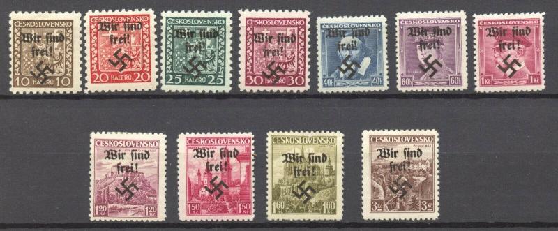 Sudetenland, Rumburg 1938  Lot of 11 different lightl hinged stamps