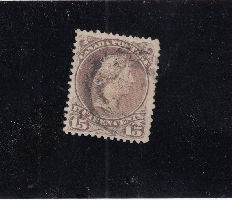 CANADA # 29b 15cts LARGE QUEEN LIGHT USED CAT VALUE $150
