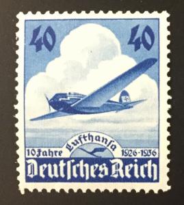 (BJ Stamps) GERMANY, #469, 1936, 40pf sapphire, FVF, OG, MNH. CV $45.00