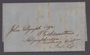 **US 19th Cent Stampless Cover, Miccosokie, FL 1858, Contents, RARE Town, No Cxl