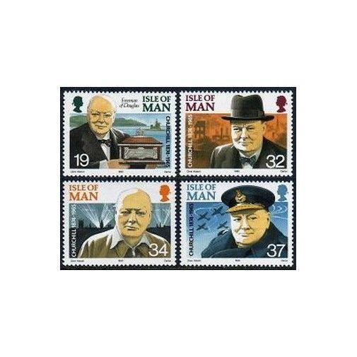 Isle of Man 432-435,MNH.Michel 438-441.Sir Winston Churchill,1990.WW II aircraft