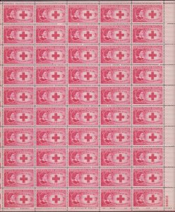 US, 967, CLARA BARTON RED CROSS, FULL SHEET OF 50, MINT NH, 1940'S COLLECTION