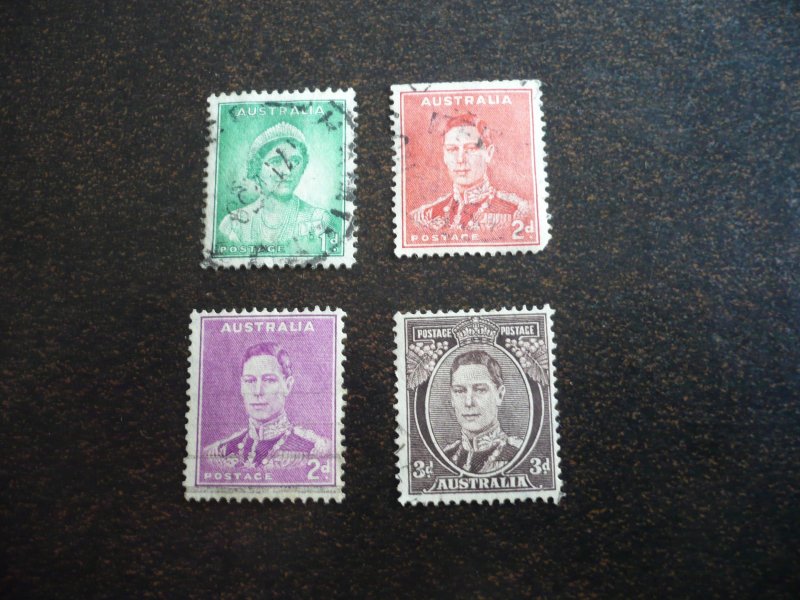 Stamps - Australia - Scott# 180, 182-183a - Used Part Set of 4 Stamps
