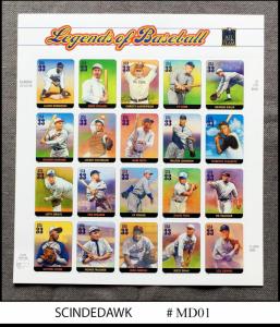 UNITED STATES USA - 2000 LEGENDS OF BASEBALL / SPORTS - 20V Miniature sheet MNH