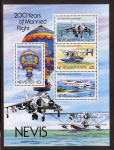 Nevis 185 MNH, 200 Years of Manned Flight Souvenir Sheet from 1983.