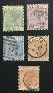 MOMEN: ST LUCIA SG #31/36 1883-6 USED LOT #61584