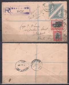 South Africa 1927 Registered Cover with 1d Ship and 2d King George V Stamps